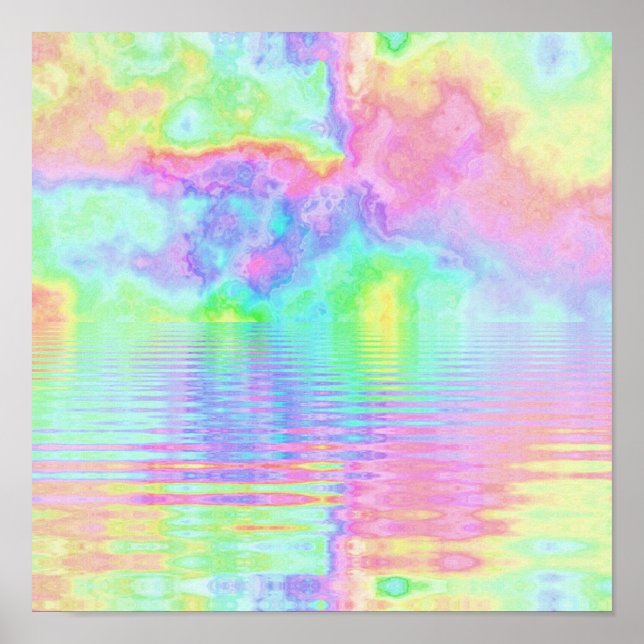 Póster Pastel de nubes de tinte de arcoiris (Frente)