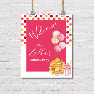 Póster Pastel de pastel de pastel amarillo rosa Bienvenid
