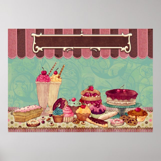 Póster Pastel de pastelería pastelería Panadería Rótulo (Frente)
