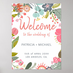 Póster Pastel de prados de primavera florece bienvenida s