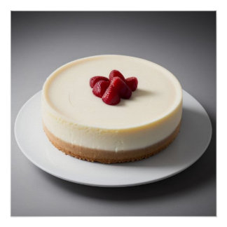Póster Pastel de queso con fresas arriba