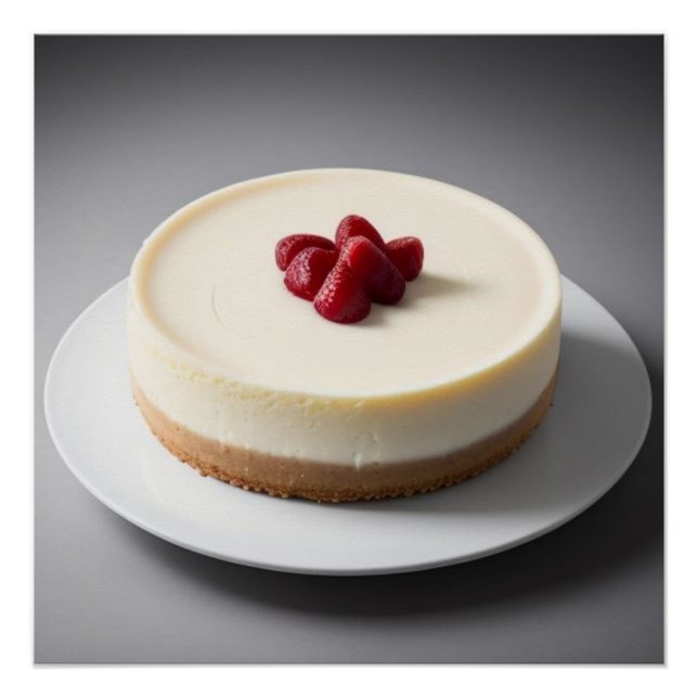 Póster Pastel de queso con fresas arriba (Anverso)