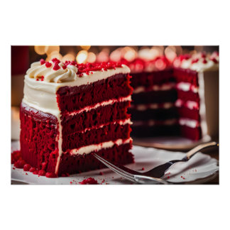 Póster Pastel de terciopelo rojo