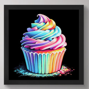 Póster Pastel de torta de escarcha con arco iris dibujado