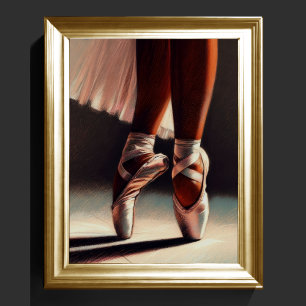Póster Pastel dibujando a Ballerina en Pointe