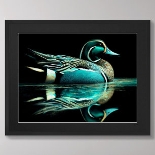 Póster Pastel dibujando el pato Verde azulado sobre el ag