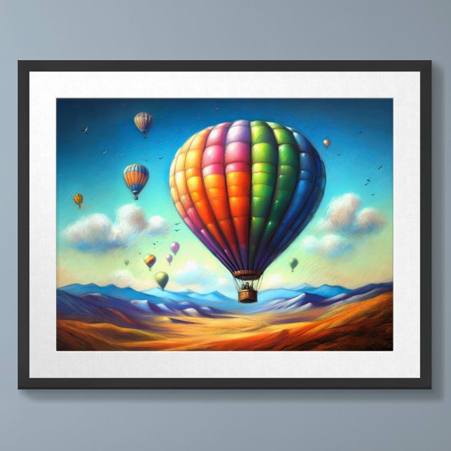 Póster Pastel dibujando globos de aire caliente sobre el  (Subido por el creador)