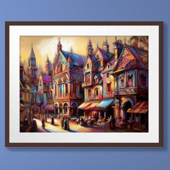 Póster Pastel dibujando la ciudad vieja de Europa (Subido por el creador)