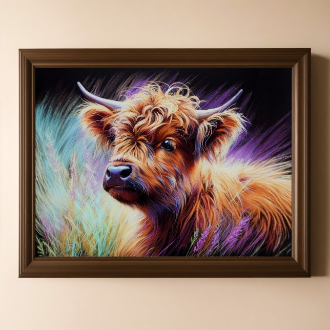 Póster Pastel Dibujo Bebé Highland Cow Lavender (Subido por el creador)