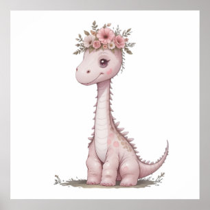 Póster Pastel Dino Baby Room Art - Dinosaurio acuático