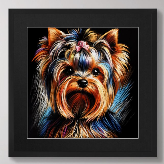 Póster Pastel duro dibujando Yorkshire Terrier Yorkie Pin (Subido por el creador)