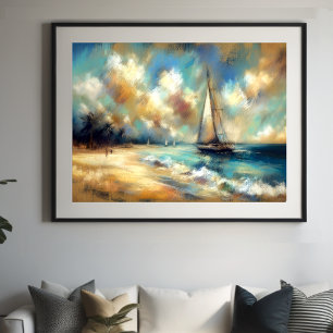 Póster Pastel duro dibujar botes agua