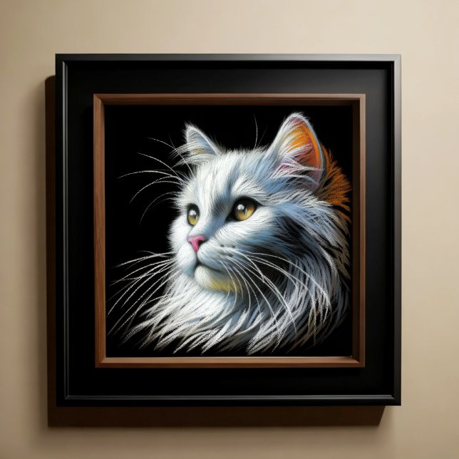 Póster Pastel duro Dibujar gato blanco (Subido por el creador)
