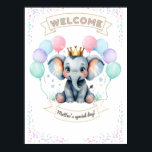 Póster Pastel Elephant Welcome Sign for Birthday CePóster<br><div class="desc">Celebrate your little one’s special day with this sweet and charming pastel elephant welcome sign. Designed in soft, gender-neutral colors, this poster adds a warm and playful touch to any birthday party. Featuring a cute baby elephant and customizable text, it's the perfect way to greet your guests and make the...</div>