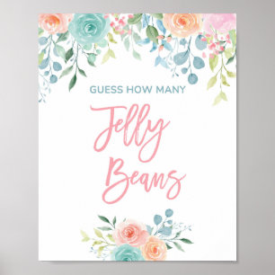 Póster Pastel Floral Jelly Bean Guessing Game Rótulo 8x10
