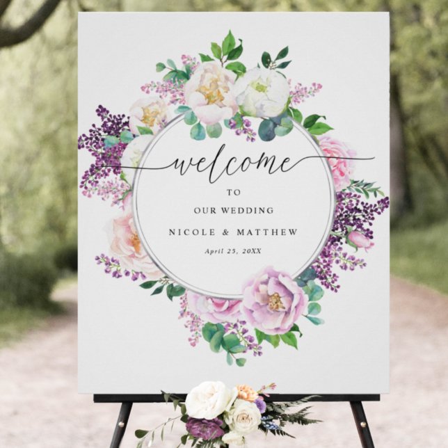 Póster Pastel Floral Wreath Elegante Rótulo Boda (Subido por el creador)