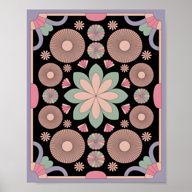 Póster Pastel Geometric Mandala Bloom (Frente)