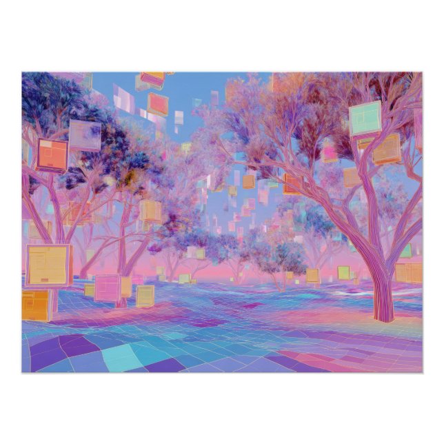 Póster Pastel Glitch Forest in Dreamscape Bloom (Anverso)