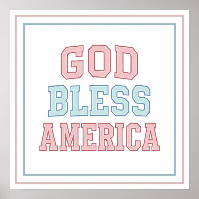 Póster Pastel God Bless America Collegiate Bold Printed (Frente)