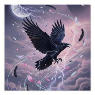Póster Pastel Goth Tormenta Cuervo con Cristales