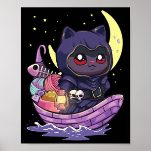 Póster Pastel Gótico Kawaii Anime Ferryman Cat Con Yarn C