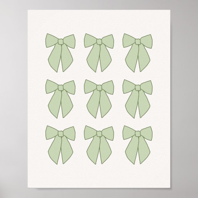 Póster Pastel Green Bows Coquette (Frente)