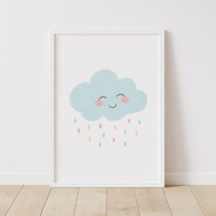Póster Pastel Happy Cloud Nursery Decour Poster