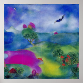 Póster Pastel impresionista moderno junto al mar