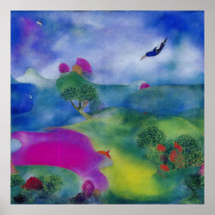 Póster Pastel impresionista moderno junto al mar