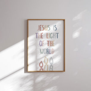 Póster Pastel Jesús es la luz del poster mundial