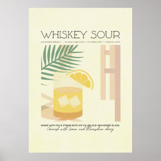 Póster Pastel minimalista en la receta de Whiskey Sour