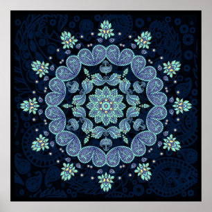 Póster Pastel Paisley Kaleidoscope Mandala Print