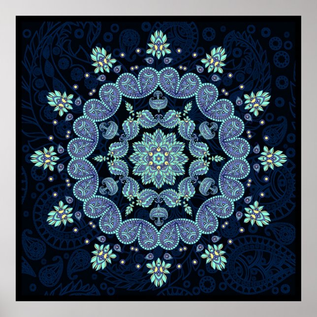 Póster Pastel Paisley Kaleidoscope Mandala Print (Frente)