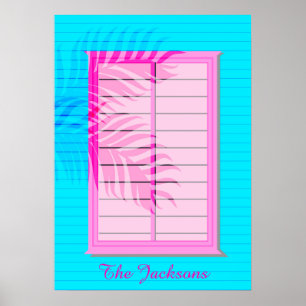Póster Pastel Pink Blue West Indian Wooden Beach Shack