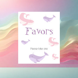 Póster Pastel Pink Lilac Whale Favores