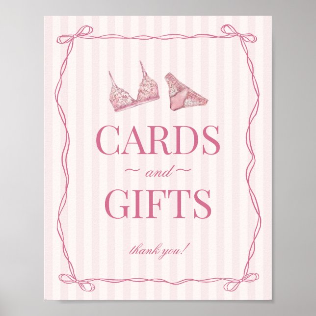 Póster Pastel Pink Lingerie Bachelorette Cards & Gifts (Frente)