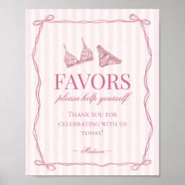 Póster Pastel Pink Lingerie Bachelorette Party Favors