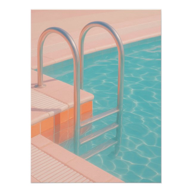Póster Pastel Pink Pool Ladder Aesthetic Retro Summer (Anverso)