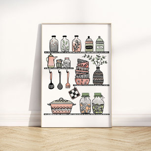 Póster Pastel Poster de Pared de Cocina Boho-moda de medi