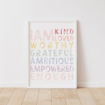 Pastel Rainbow Affirmations Para Niños Poster