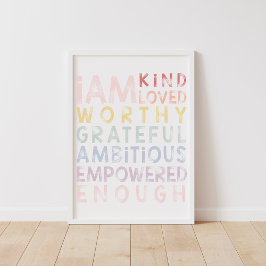 Póster Pastel Rainbow Affirmations Para Niños Poster