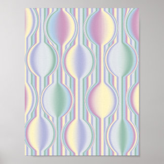 Póster Pastel Rainbow Art Deco Geometric Pattern Modern W