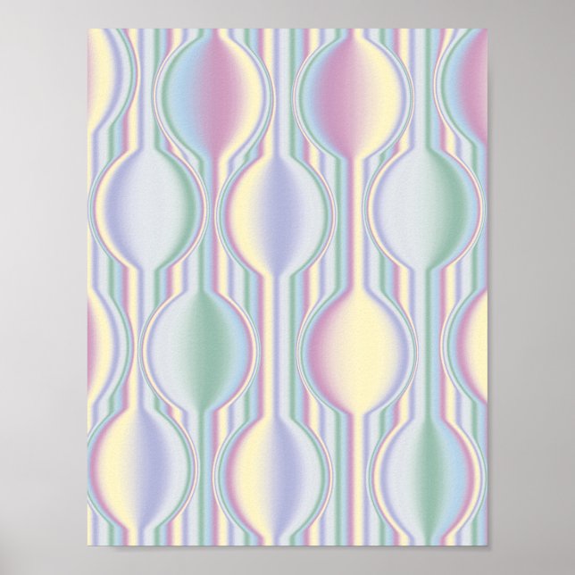 Póster Pastel Rainbow Art Deco Geometric Wall Poster (Frente)
