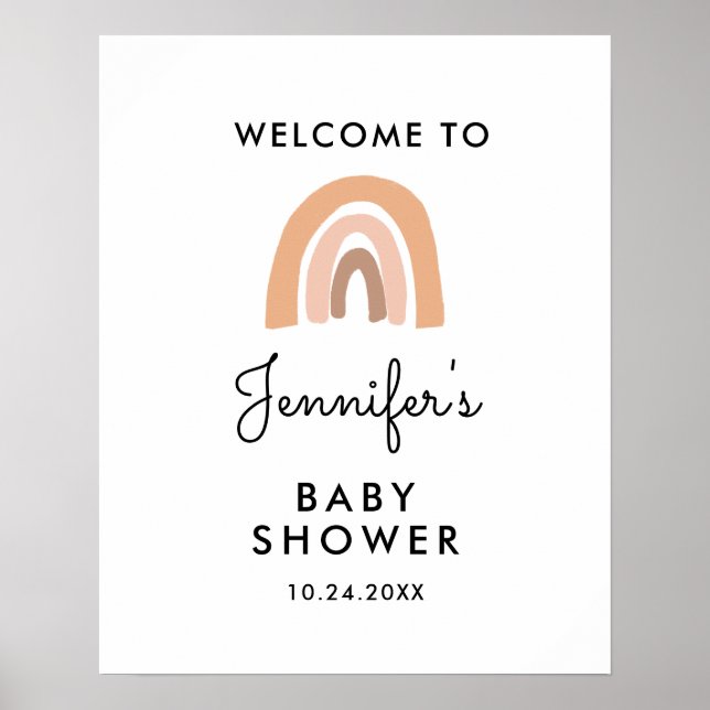 Póster Pastel Rainbow Baby Shower Welcome Sign (Frente)