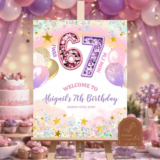 Póster Pastel Rainbow Glitter 67 Birthday Party (Subido por el creador)