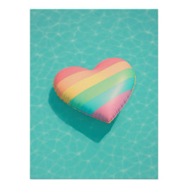Póster Pastel Rainbow Heart Pool Float Art Dreamy Summer