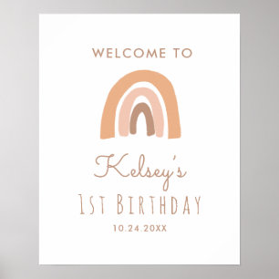 Póster Pastel Rainbow Primer Fiesta de cumpleaños Poster 