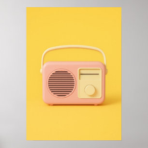 Póster Pastel Retro Radio Minimalist Pop Art