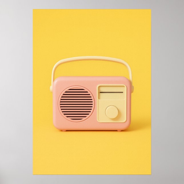 Póster Pastel Retro Radio Minimalist Pop Art (Frente)