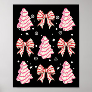 Póster Pastel rosa de árbol de Navidad Coquette Bow Chris